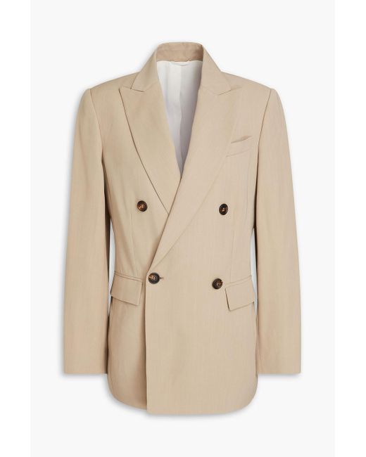 Brunello Cucinelli Natural Double-breasted Grain De Poudre Blazer
