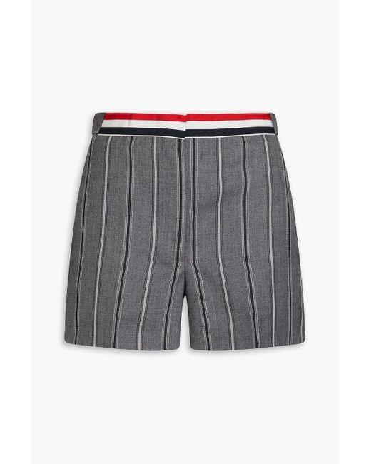 Thom Browne Gray Striped Wool-twill Shorts
