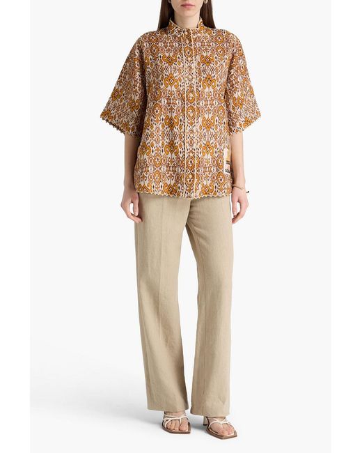 Zimmermann Natural Printed Linen Shirt