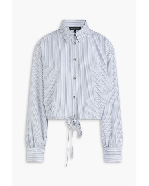 Rag & Bone Blue Georgie Striped Cotton-Poplin Shirt