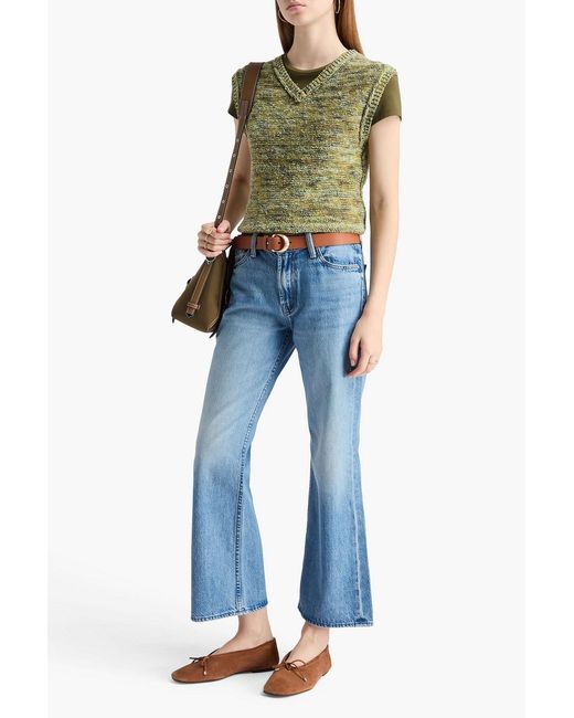 Mother Blue Bookie Flood Mid-Rise Bootcut Jeans