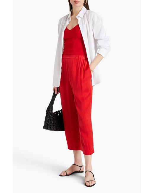 Gentry Portofino Red Cropped Cupro Tape Pants