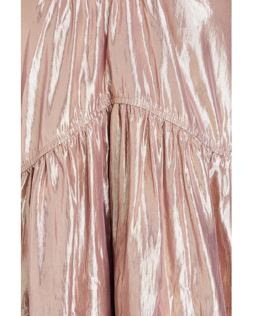 Rejina Pyo Pink Terry Gathered Lamé Mini Dress