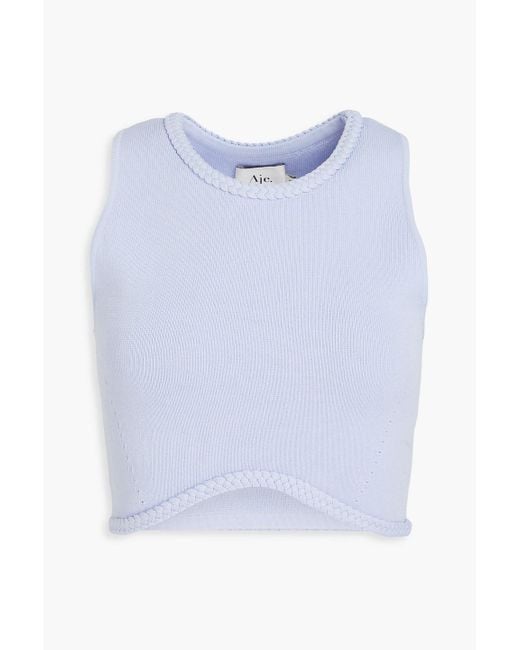Aje. Blue Elm Cropped Knitted Top