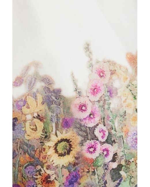 Mikael Aghal White Midikleid aus popeline aus einer baumwollmischung mit floralem print