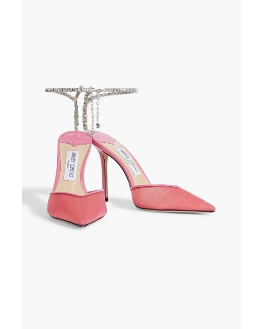 Jimmy Choo Pink Saeda 100 Mesh And Patent-leather Pumps
