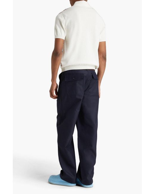 Missoni White Crochet-Knit Cotton Polo Shirt for men
