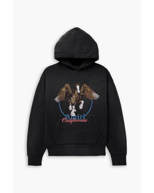 Amiri Black Distressed Logo-Print Cotton-Jersey Hoodie for men