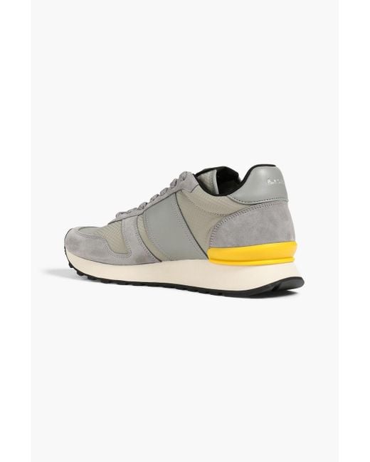 Paul Smith Gray Eighties Ripstop, Leather And Suede Sneakers for men
