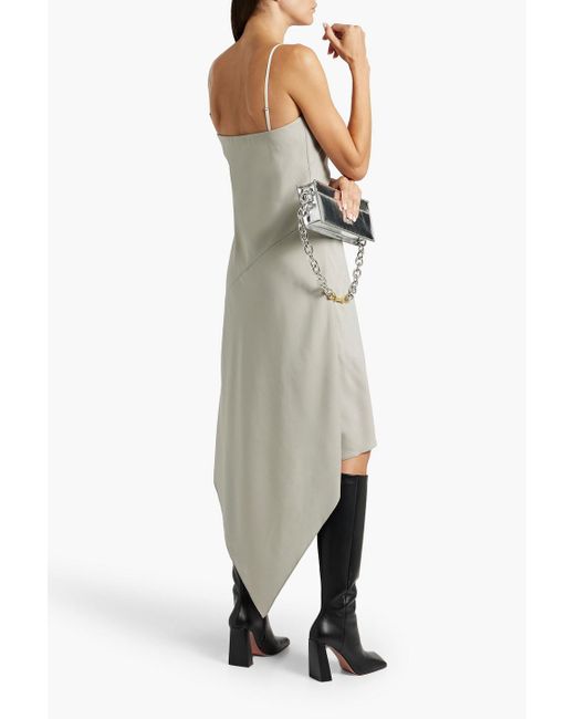 Helmut Lang White Asymmetric Wool-twill Dress