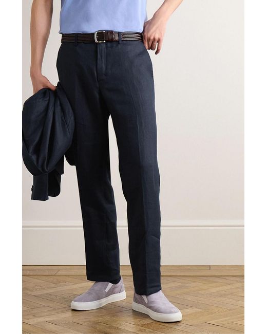Mr P. Blue Philip Linen-Twill Suit Pants for men