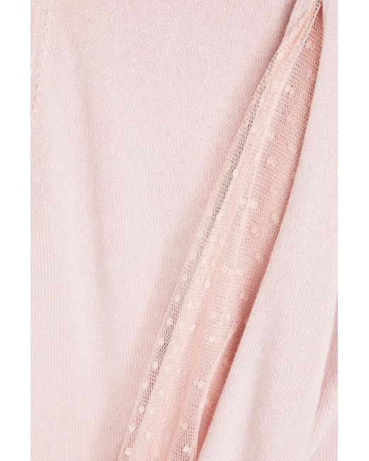 RED Valentino Pink Point D'espirit Paneled Knitted Sweater