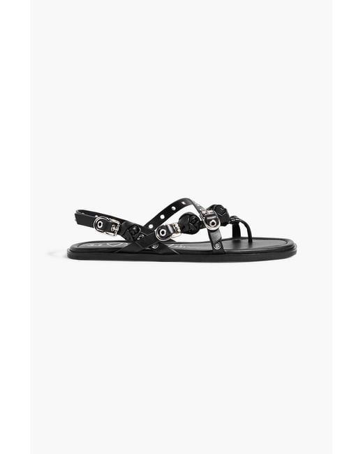 3.1 Phillip Lim Black Knotted Leather Slingback Sandals