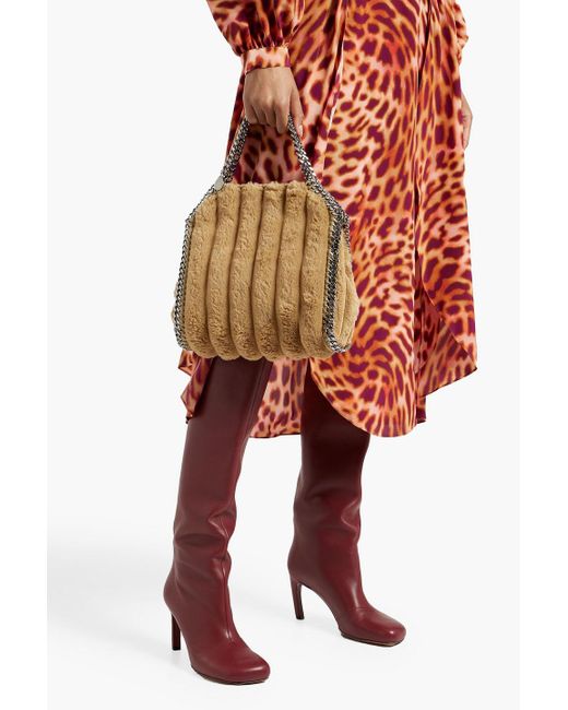 Stella McCartney Natural Falabella Quilted Faux Fur Shoulder Bag