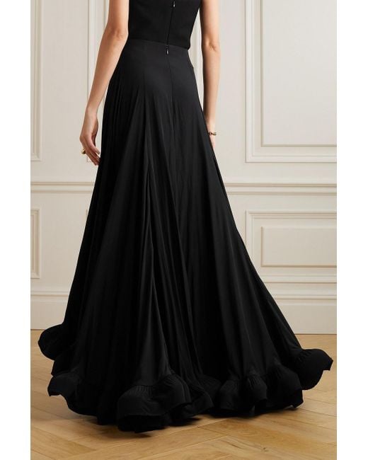 Lanvin Asymmetric Ruffled Charmeuse Maxi Skirt in Black | Lyst