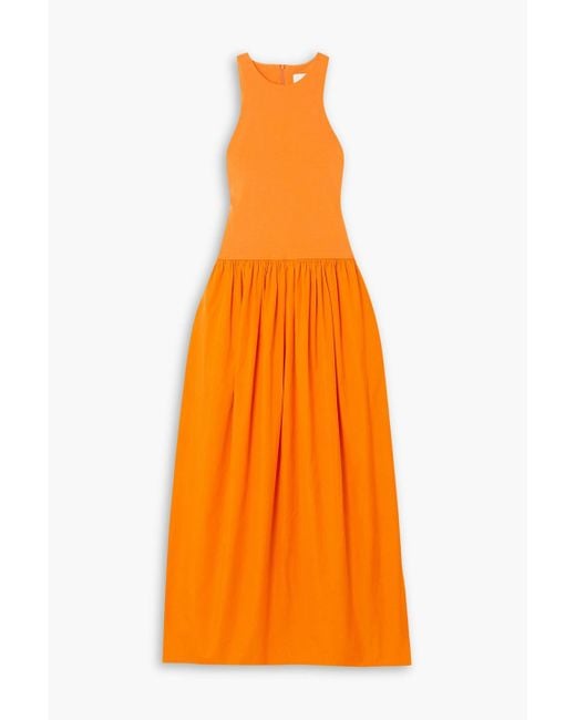 Esse Studios Orange Stretch-knit And Cotton-poplin Maxi Dress