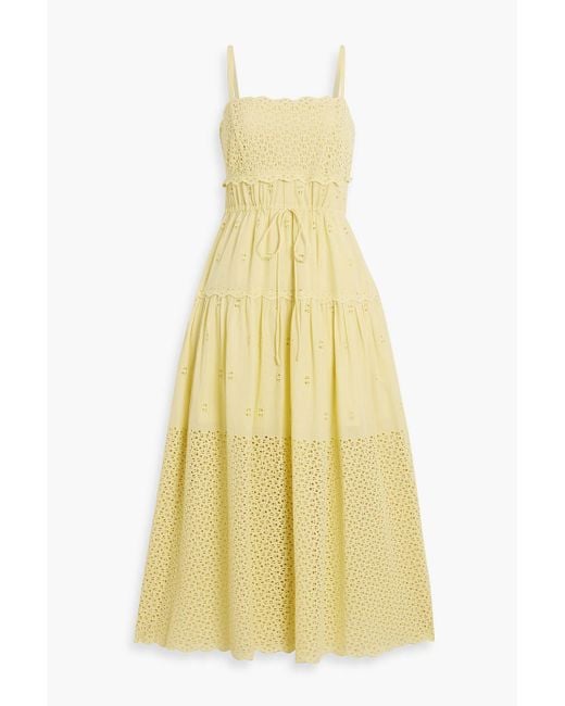 Ulla Johnson Yellow Isadore Broderie Anglaise Cotton Midi Dress