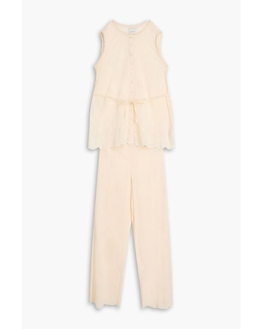 Needle & Thread Natural Layered Broderie Anglaise-Trimmed Tulle Gown