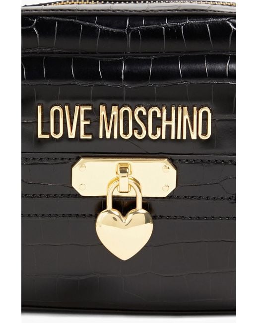 Love Moschino Black Faux Croc-effect Leather Shoulder Bag
