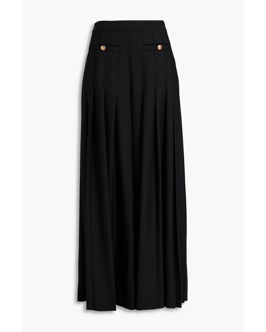Claudie Pierlot Black Pleated Twill Wide-Leg Pants