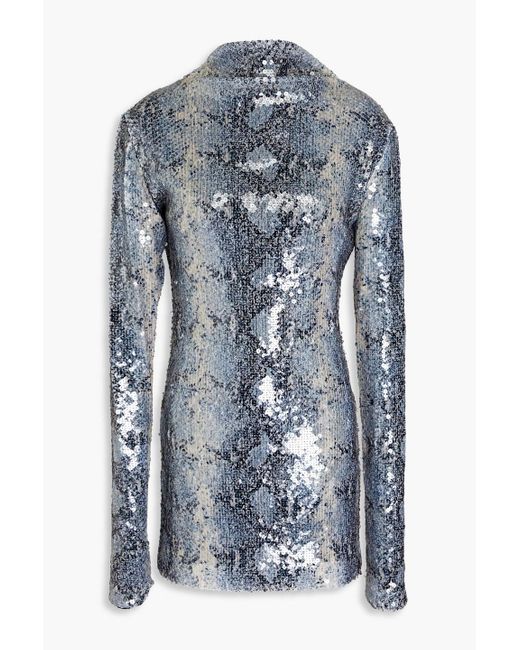 16Arlington Blue Luna minikleid aus mesh mit schlangenprint und pailletten