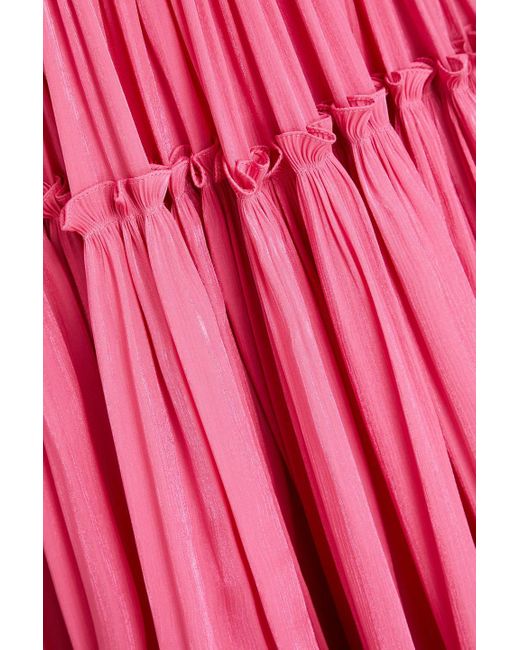 Costarellos Pink Plissiertes minikleid aus metallic-satin mit cut-outs