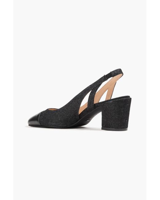 Stuart Weitzman Black Sleek 50 Denim Slingback Pumps