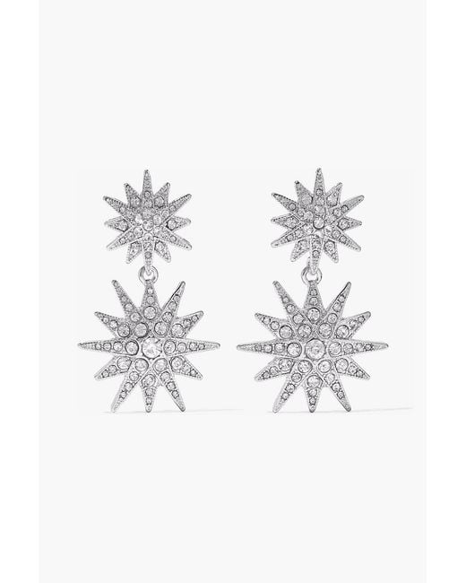 Kenneth Jay Lane White Silver-tone Crystal Earrings