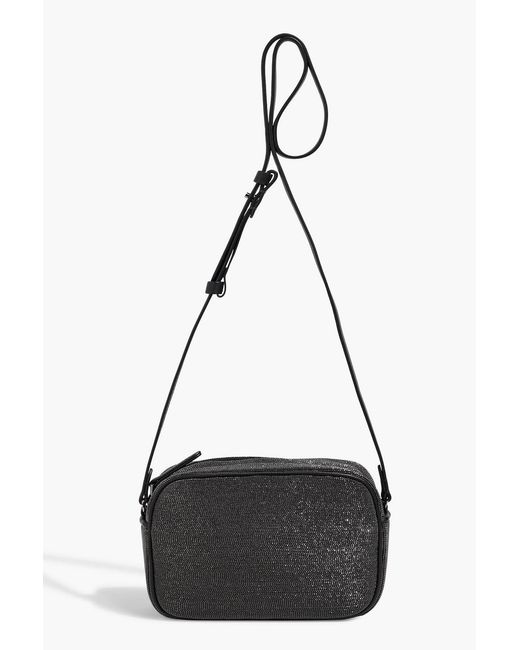 Brunello Cucinelli Black Bead-Embellished Leather Shoulder Bag