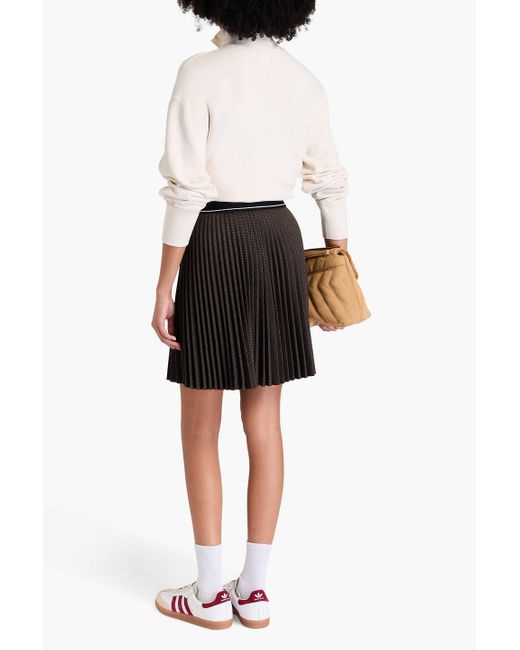 Sandro Black Pleated Checked Twill Mini Skirt