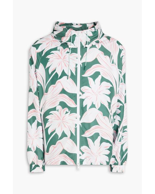 Maison Kitsuné Green Floral-print Shell Hooded Track Jacket for men