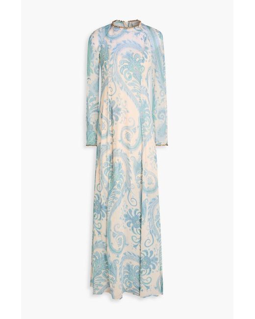 Zimmermann Blue Paisley-Print Georgette Maxi Dress