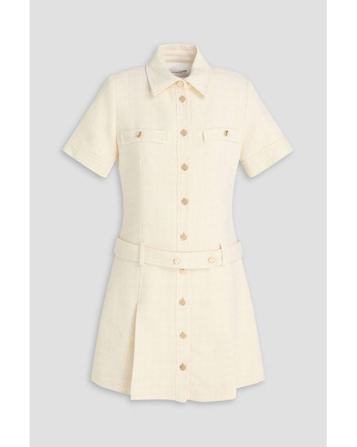 Sandro Natural Belted Tweed Mini Shirt Dress