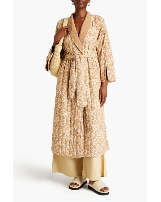 By Malene Birger Natural Robanna Belted Printed Quilted Crepe Coat