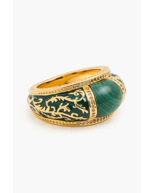 Zimmermann Green Tone, Crystal, Enamel And Stone Ring