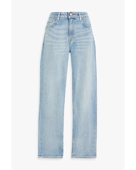 Ganni Blue Mid-Rise Straight-Leg Jeans