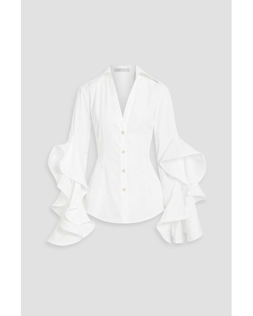 Palmer//Harding White Prosper hemd aus baumwoll-jacquard mit rüschen