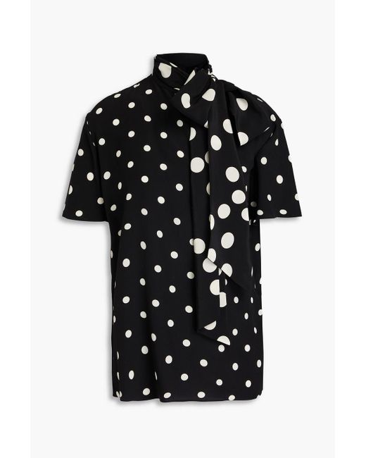 Valentino Garavani Black Bluse aus crêpe de chine aus seide mit polka-dots
