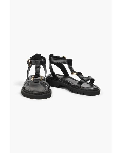 Claudie Pierlot Black Ring-embellished Leather Sandals