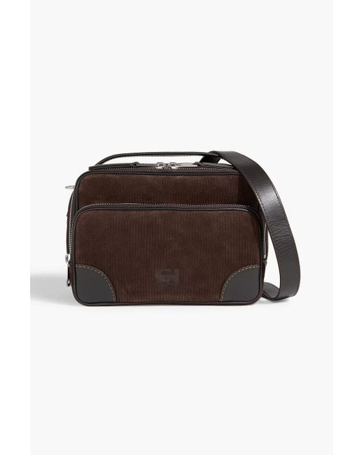 Paul Smith Brown Ribbed Suede Messenger Bag for men