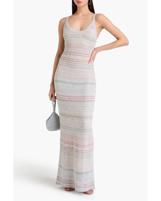 Missoni White Maxi-strickkleid in häkeloptik mit -effekt und pailletten