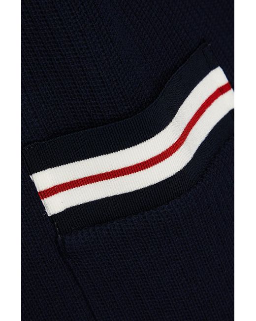 Thom Browne Blue Striped Ribbed Cotton Cardigan