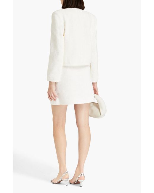 Theory White Cotton-blend Tweed Mini Skirt