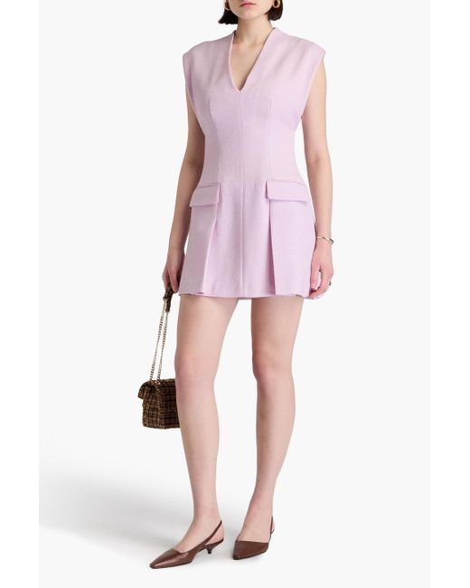 Claudie Pierlot Pink Kariertes minikleid aus bouclé-tweed mit falten