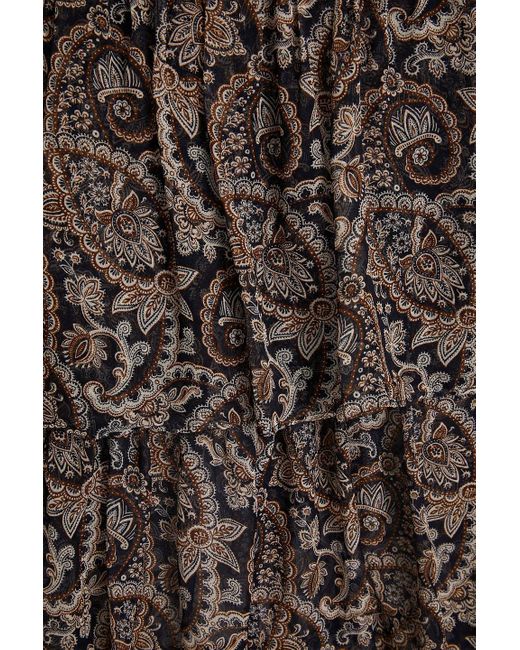 Veronica Beard Brown Shailene Tiered Paisley-print Silk-georgette Midi Skirt