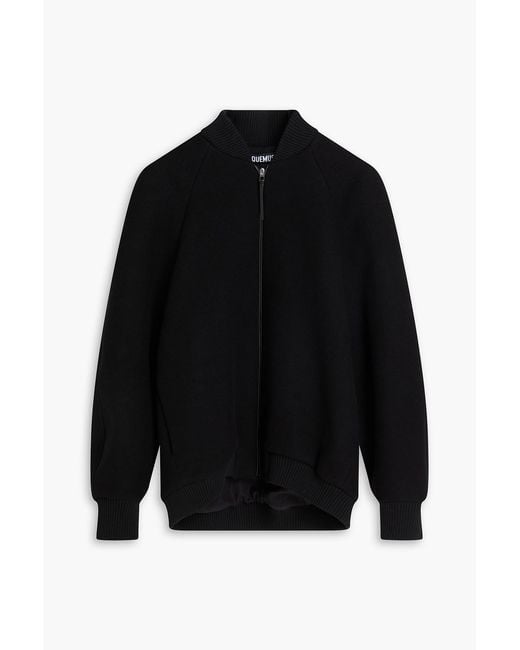 Jacquemus Black Pilu Alpaca And Wool-blend Bomber Jacket