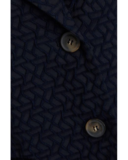 Emporio Armani Blue Cotton-blend Jacquard Blazer