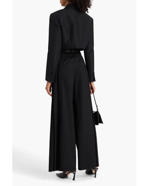 Joseph Black Mericourt Pleated Wool-blend Twill Wide-leg Pants