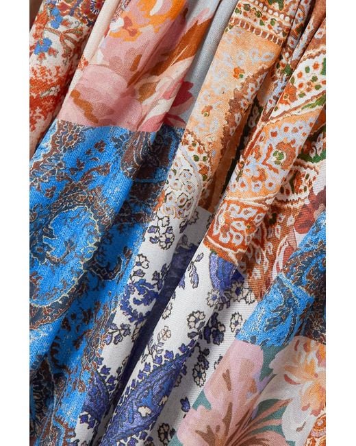 Zimmermann White Devi neckholder-midikleid aus seide mit paisley-print und raffungen