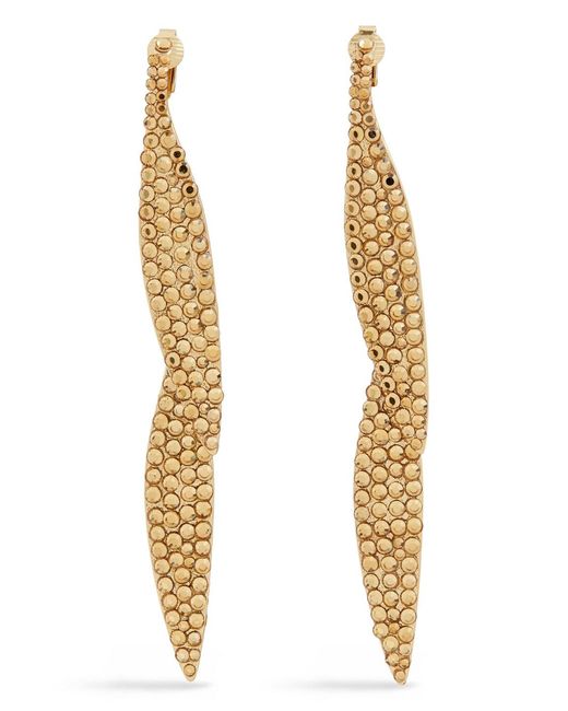 Kenneth Jay Lane Metallic Tone Crystal Clip Earrings